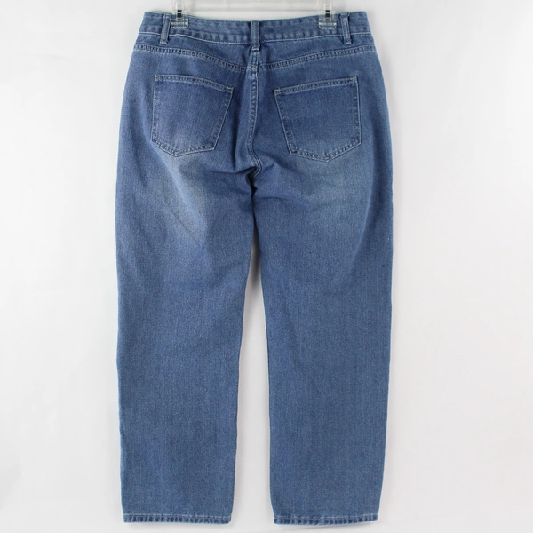 Women's Denim Jeans Light Blue Wash Button Up High Rise Straight Leg Size Medium