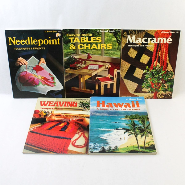 Lot of 5 Vintage Sunset Magazine Books for Interior Design, Crafting & Hawaii 
