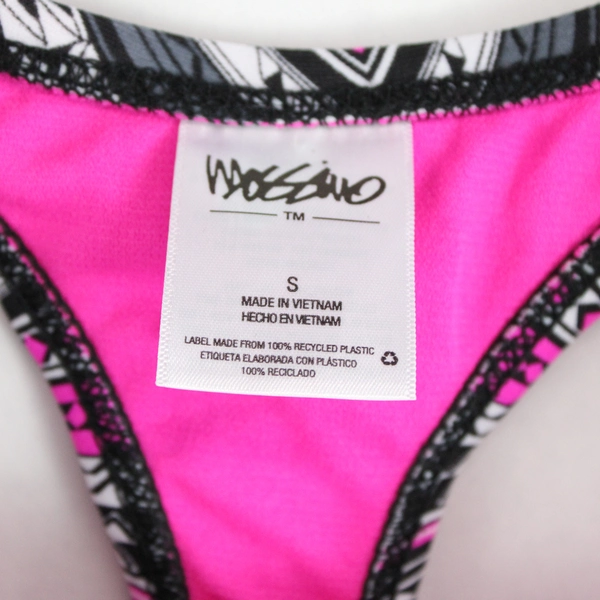Mossimo Swim Suit Top Pink Black Padded Size Small Women's Nylon Blend 