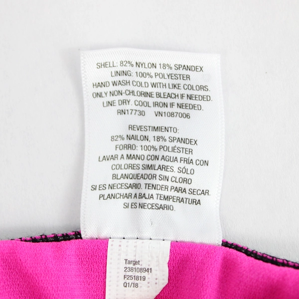Mossimo Swim Suit Top Pink Black Padded Size Small Women's Nylon Blend 