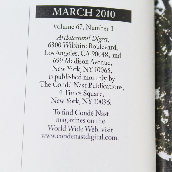 Lot of 2 Architectural Digest Magazines 2010 March & April Conde Nast