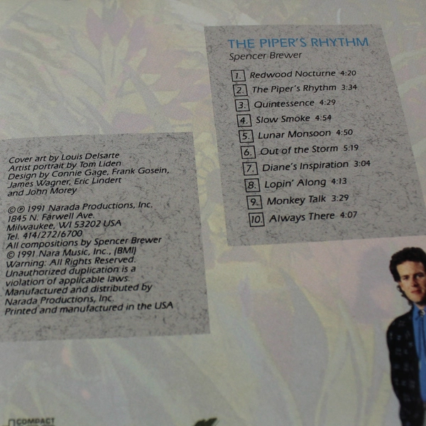 Spencer Brewer The Piper's Rhythm CD 1991 Signed Narada Equinox Good Condition