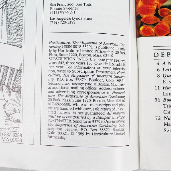 Lot of 2 Vintage Horticulture American Gardening Magazine Oct & Dec 1989 Issues