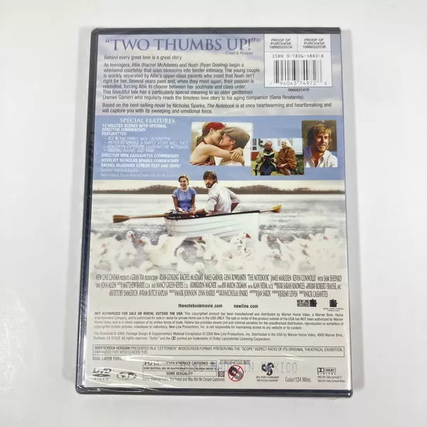 The Notebook DVD 2004 Sealed Ryan Gosling Rachel McAdams Love Story Film