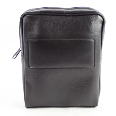 Black Faux Leather Zipper Utility Pouch Belt Bag 5" x 7.5"