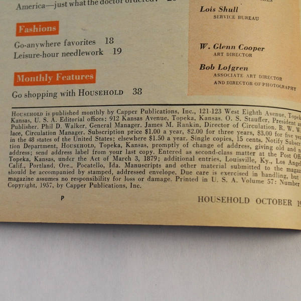 Household Magazine October 1957 Early American Home Decorating