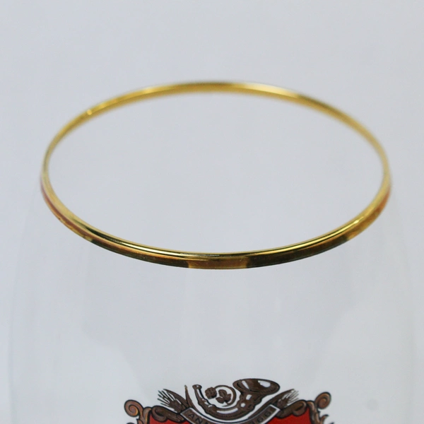 Lot of 2 Stella Artois Belgium Crystal Beer Glasses Gold Rim