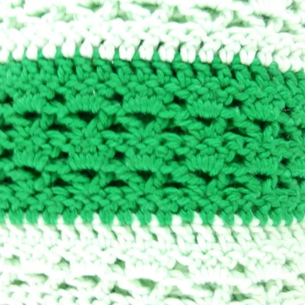 Vintage Handmade Knit Crochet Throw Afghan Light Green Dark Green Blanket