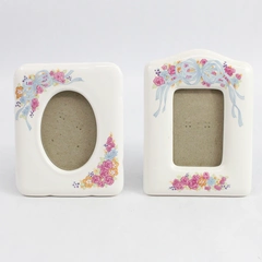 Lot of 2 Floral Picture Frames Vintage Ceramic Floral Garden for 2 X 3 Photos