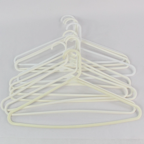 Lot of 10 Shades Of White Plastic Tubular Clothing Standard Size Hangers