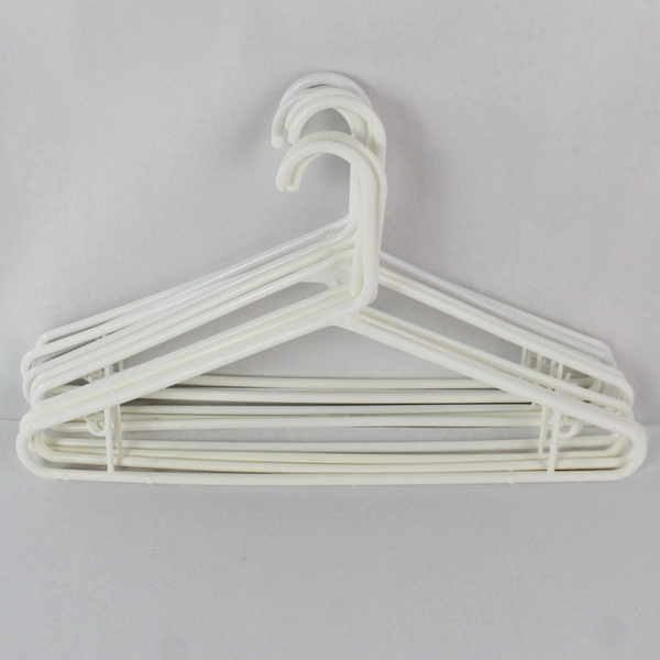 Lot of 10 White Plastic Tubular Clothing or Coat Hangers With Hooks
