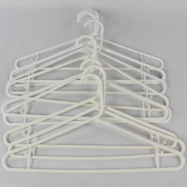 Lot of 10 White Plastic Tubular Clothing or Coat Hangers With Hooks