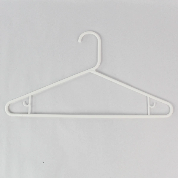 Lot of 10 White Plastic Tubular Clothing or Coat Hangers With Hooks