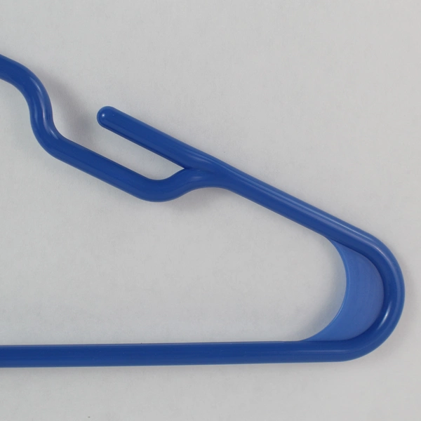 Lot of 10 Shades of Blue Plastic Tubular Clothes Hangers with Clothing Indents