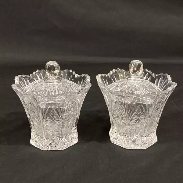 Lot of 2 Vintage Studio Nova Country Flair Covered Sugar Bowls 4.25"