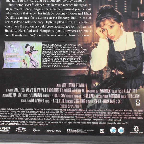 My Fair Lady DVD 1998 Audrey Hepburn Rex Harrison