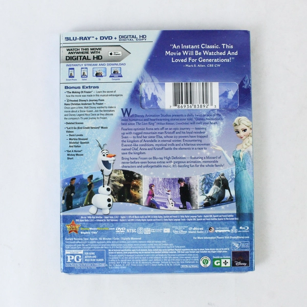 Frozen Blu-ray and DVD 2013 Collector's Edition Disney Rated PG Elsa Olaf Anna