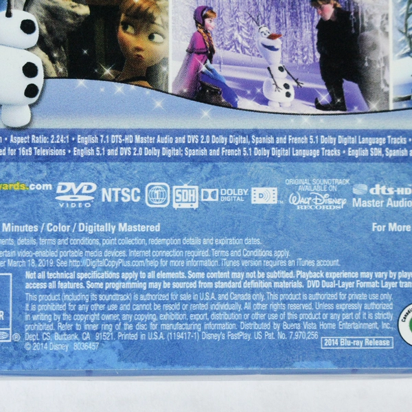 Frozen Blu-ray and DVD 2013 Collector's Edition Disney Rated PG Elsa Olaf Anna