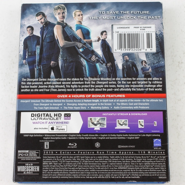 The Divergent Series Insurgent Blu-ray 2015 Shailene Woodley Kate Winslet