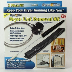 OnTel Dryer Max 3 Piece Dryer Lint Removal Kit Duct Vent Brush Vacuum Attachment
