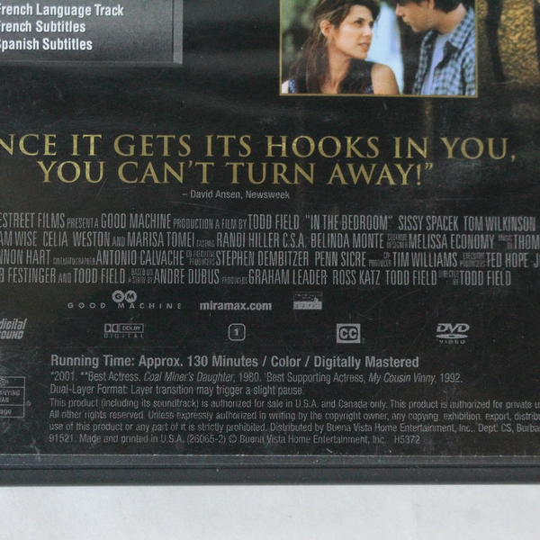 In the Bedroom DVD 2001 Miramax Sissy Spacek Tom Wilkinson Rated R Drama