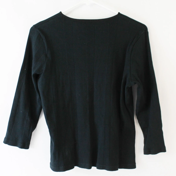Liz Claiborne Black Long Sleeve Cotton Shirt Women's Petite Medium