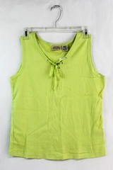 Vintage St John's Bay Women's Lime Green Tie V Neck Ribbed Tank Top Sz M w/ Tags