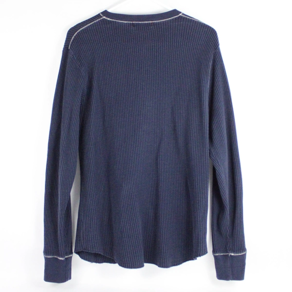 Gap Navy Blue 1/4-Button Long-Sleeved Cotton Shirt Men's Large