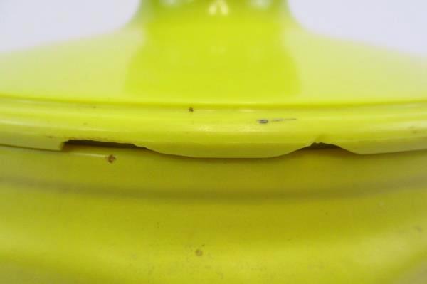 KROMEX Lidded Metal Painted Mustard Yellow #K-5982 Fruit Design Canister Jar