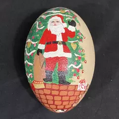 Hand Painted Blown Ostrich Egg Christmas Ornament Signed