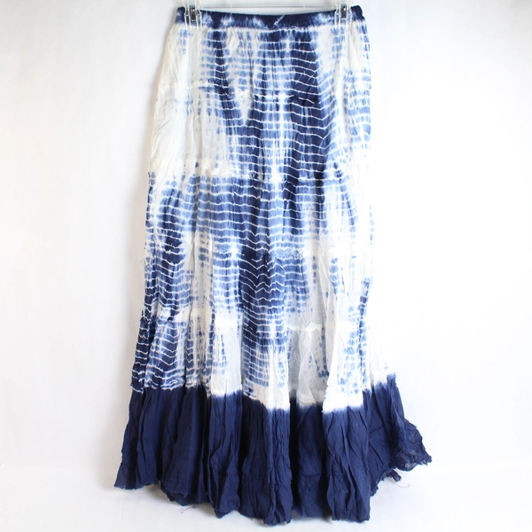 Cute Options Tiered Blue Tie Dye Cotton Maxi Skirt Women's Size Small