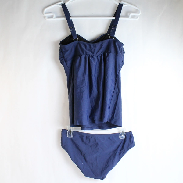 2 PC Unbranded Navy Blue Tankini Swimsuit Set Women's Size Large