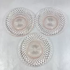 Set Of 3 Hazel Atlas Optic Pink Salad Plates 7.75 Inch 