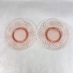 Lot of 2 Imperial Glass 8.25 Inch Diamond Quilted Pink Salad Plates 