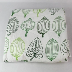 Ikea Hedda Lov Green and White Leaf Print Single Curtain Panel 55.5x91"