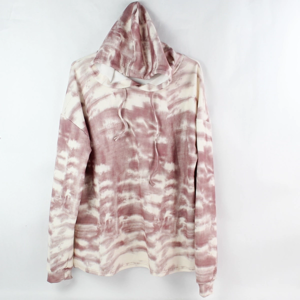 Unbranded Pink and White Drawstring Hoodie Women's Size XXL