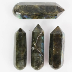 Lot of 4 Small Labradorite Tower Wand Crystals 50 Grams 2 Inches