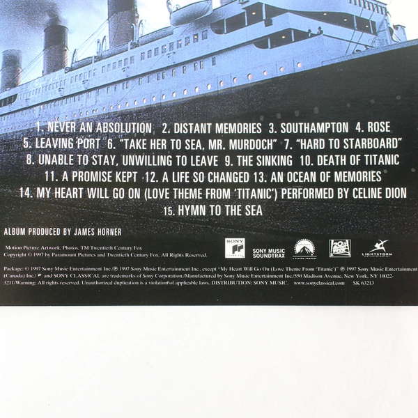 Titanic Music From the Motion Picture by James Horner 1997 Sony CD