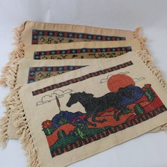 Lot of 4 El Paso Saddle Blanket Company Placemats Beige Western Cowboy Decor