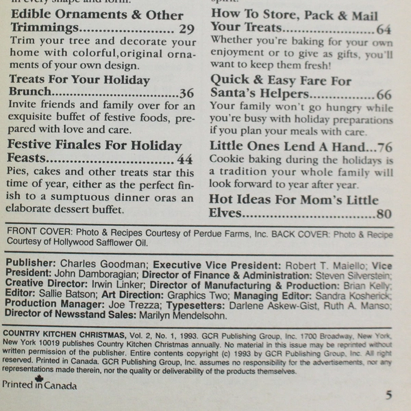 Vintage 1993 Country Kitchen Christmas Recipe Magazine
