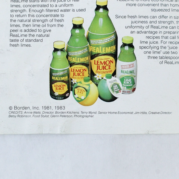1983 That Lively Lime Twist A New Idea Book From Borden Realime Juice Cookbook