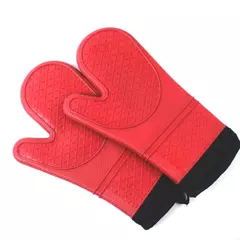 Silicone Oven Mitts Potholders Red Kitchen Pair Good Pre-Owned Condition