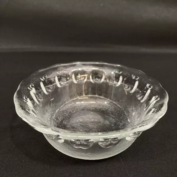 Lot of 6 Ocean Glass Mfg Dessert or Custard Bowls Clear With Apple Band
