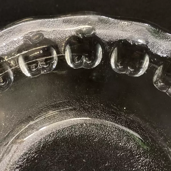 Lot of 6 Ocean Glass Mfg Dessert or Custard Bowls Clear With Apple Band