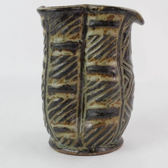 Signed Michael Kaplenk Etched Studio Pottery Pitcher 6"