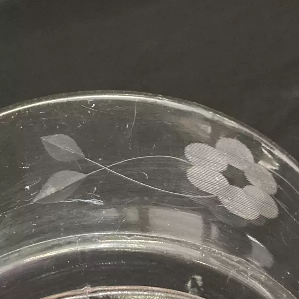 Etched Crystal Bowl Floral Pattern 6 Inch
