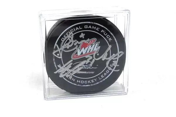 Cederholm Hanson Hill Signed 2015 WHL Portland Winterhawks Hockey Puck 2 4 31