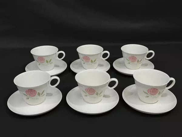 Set of 6 Vintage Franciscan Pink a Dilly Cups & Saucers Very Good Condition