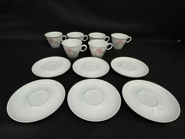 Set of 6 Vintage Franciscan Pink a Dilly Cups & Saucers Very Good Condition