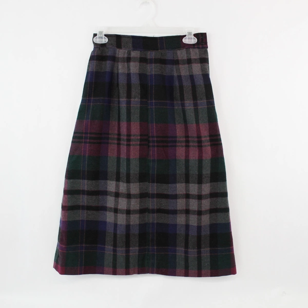 Vintage Evan Picone Plaid Suit Skirt Women's Size 6 Purple Pink Green